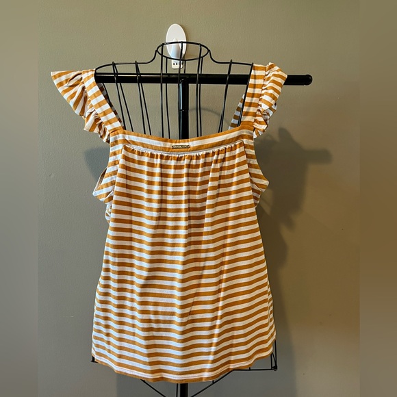Michael Kors Yellow and Cream Striped Tank Top Sz. L - Picture 7 of 12